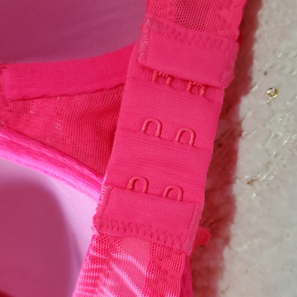 Victoria Secret/Pink Push-up Bra 34A Neon Pink (Lace) - Picture 5 of 7